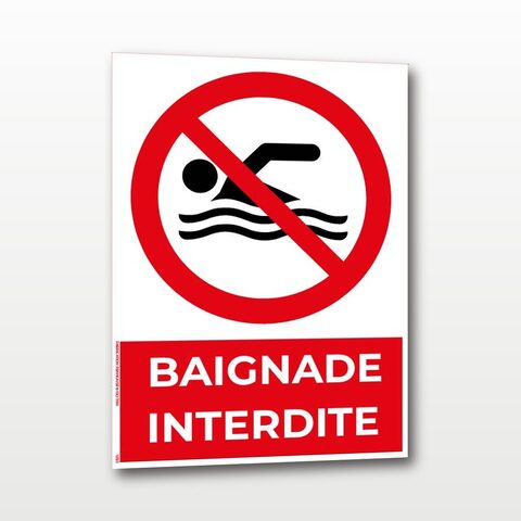Baignade interdite – Panneau de Signalisation - A4
