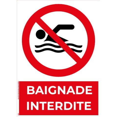 baignade interdite – panneau de signalisation a4
