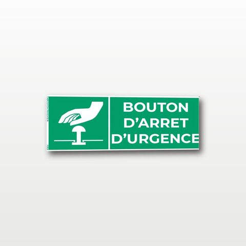 Bouton d’arrêt d’urgence – Panneau de Signalisation - Rectangulaire - 20 x 8 cm