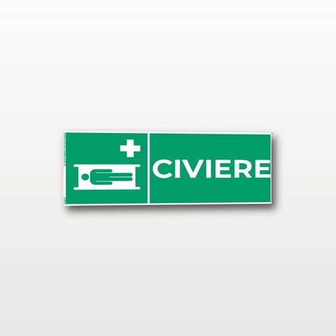 Civière – Panneau de Signalisation - Rectangulaire - 15 x 6 cm