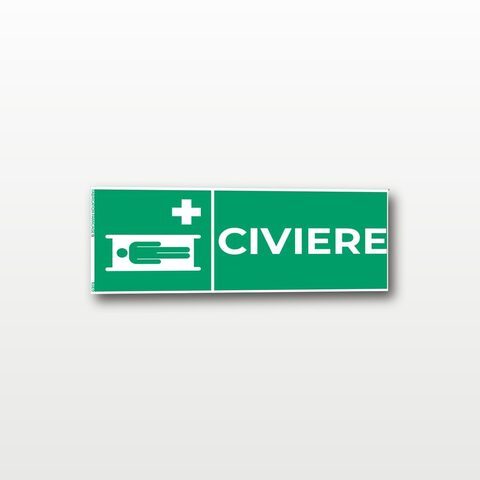 Civière – Panneau de Signalisation - Rectangulaire - 20 x 8 cm