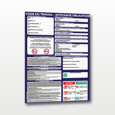 Code du Travail – Panneau de Signalisation - A3