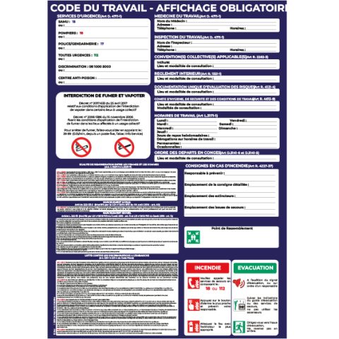 code du travail – panneau de signalisation a3