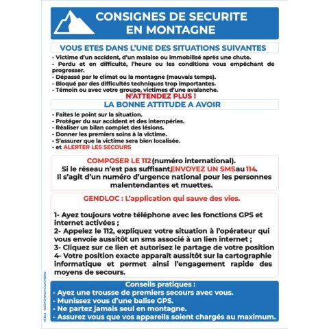 consignes de sécurité – montagne a4