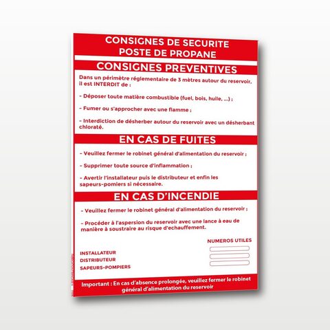 Consigne de Sécurité – Poste de Propane - A4