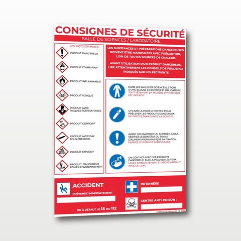 Consigne de Sécurité – Salle de Sciences / Laboratoire - A4
