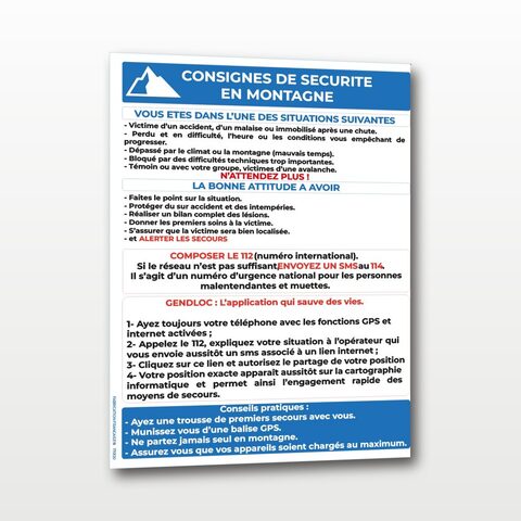 Consignes de Sécurité – Montagne - A4