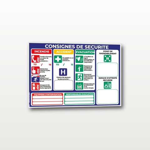 Consignes de sécurité – Panneau de Signalisation - A4