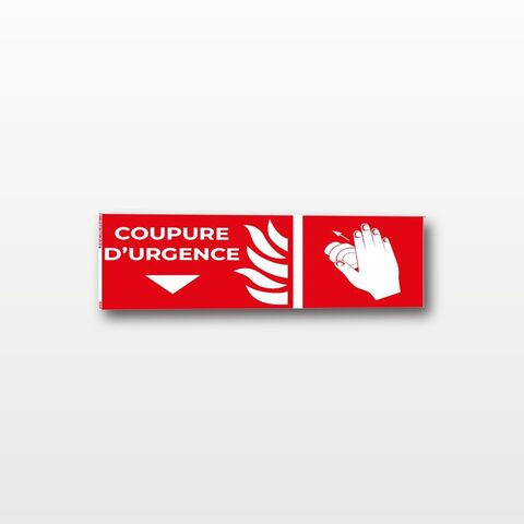 Coupure d’urgence – Panneau de Signalisation - 20 x 8 cm