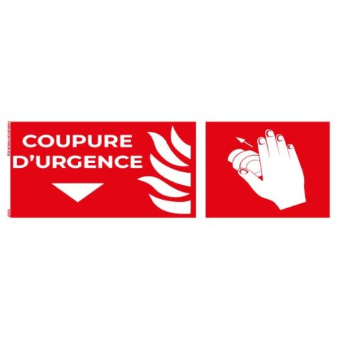 coupure d’urgence – panneau de signalisation 20 x 8 cm