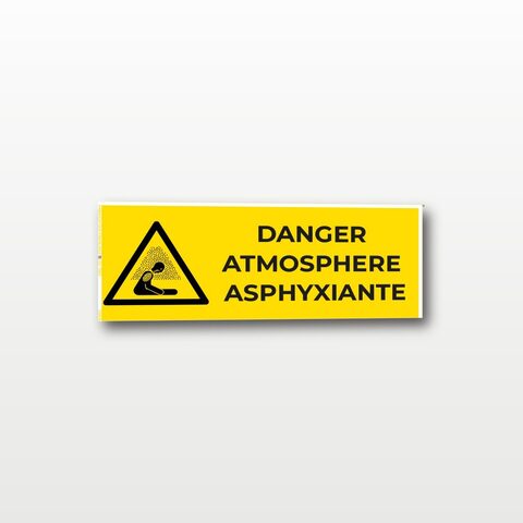Danger atmosphère asphyxiante – Panneau de Signalisation - Rectangulaire - 15 x 6 cm