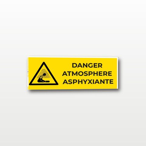 Danger atmosphère asphyxiante – Panneau de Signalisation - Rectangulaire - 20 x 8 cm
