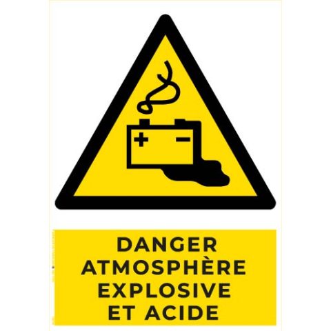 danger atmosphère explosive et acide – panneau de signalisation a4
