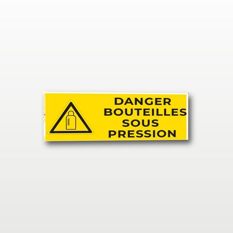 Danger bouteilles sous pression – Panneau de Signalisation - Rectangulaire - 15 x 6 cm