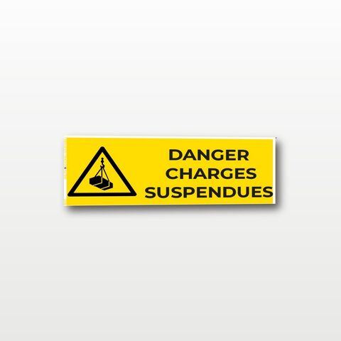 Danger charges suspendues – Panneau de Signalisation - Rectangulaire - 15 x 6 cm