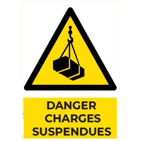 danger charges suspendues – panneau de signalisation a4