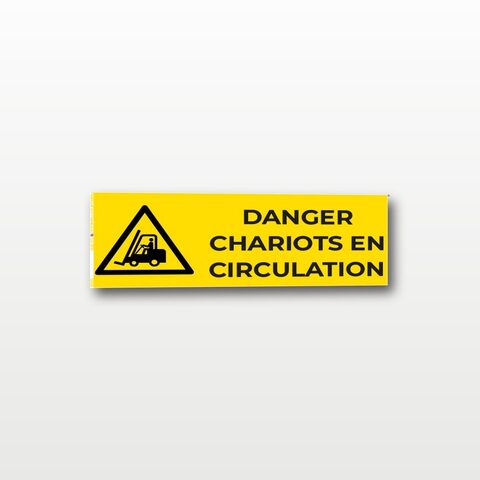 Danger chariots en circulation – Panneau de Signalisation - Rectangulaire - 15 x 6 cm
