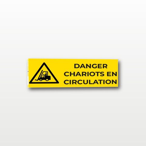 Danger chariots en circulation – Panneau de Signalisation - Rectangulaire - 20 x 8 cm