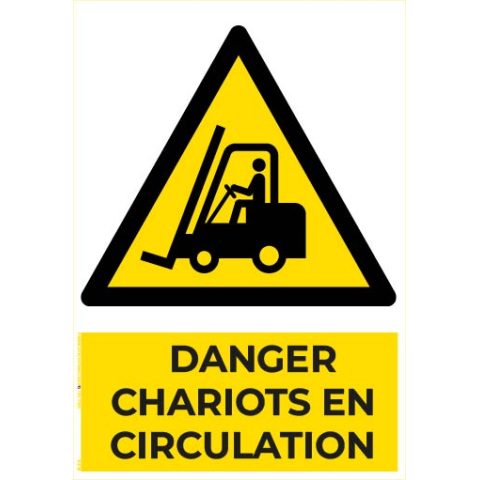 danger chariots en circulation – panneau de signalisation a4
