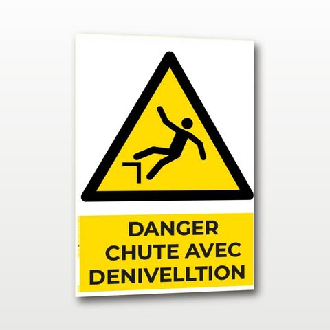 Danger chute avec dénivellation – Panneau de Signalisation - A4