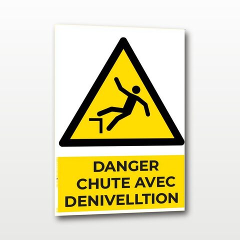 Danger chute avec dénivellation – Panneau de Signalisation - A5