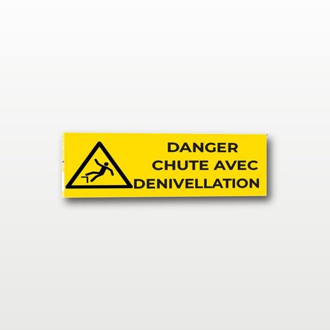 Danger chute avec dénivellation – Panneau de Signalisation - Rectangulaire - 15 x 6 cm