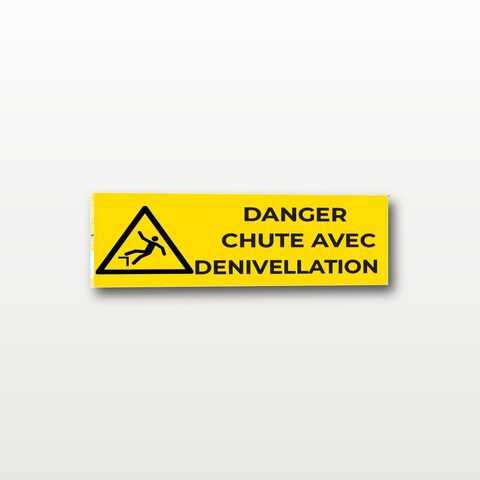 Danger chute avec dénivellation – Panneau de Signalisation - Rectangulaire - 20 x 8 cm