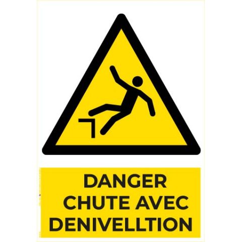 danger chute avec dénivellation – panneau de signalisation a4