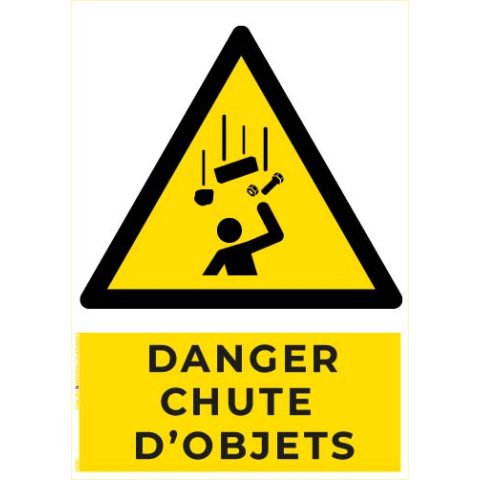 danger chute d’objets – panneau de signalisation a4