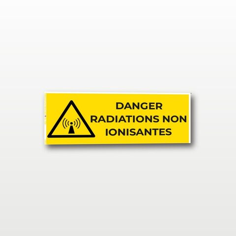 Danger radiations non ionisantes – Panneau de Signalisation - Rectangulaire - 15 x 6 cm