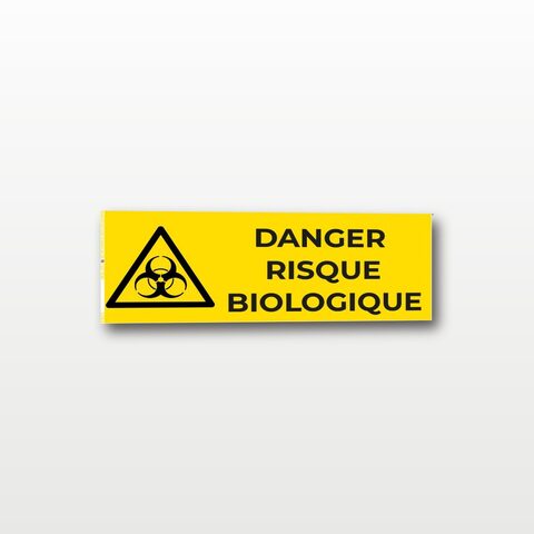 Danger risque biologique – Panneau de Signalisation - Rectangulaire - 20 x 8 cm