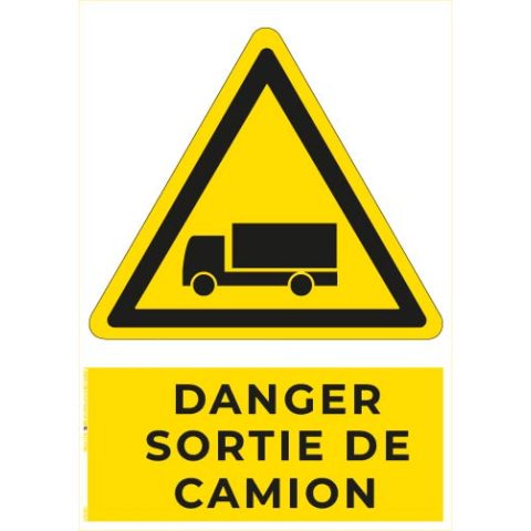 danger sortie de camion – panneau de signalisation a4