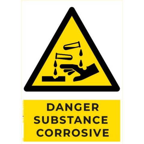 danger substance corrosive – panneau de signalisation a4