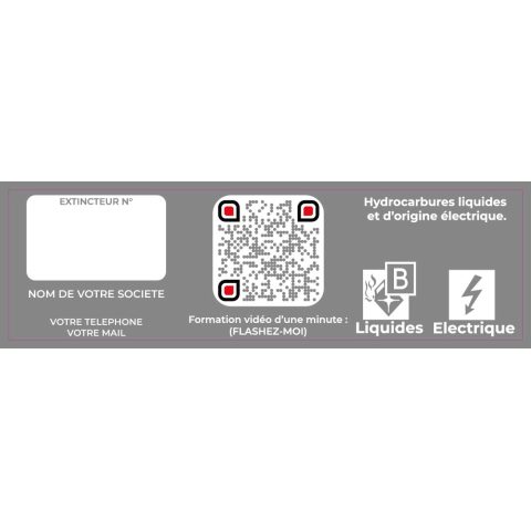 etiquettes extincteurs 20 x 8 cm classe b