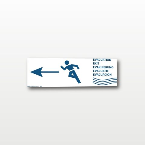 Évacuation Camping - 30 x 15 cm - Gauche - Bleu