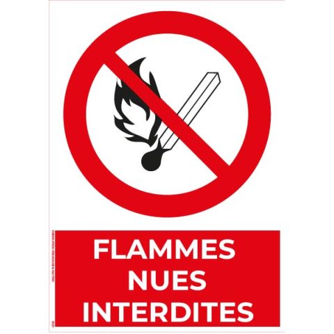 flammes nues interdites – panneau de signalisation a4