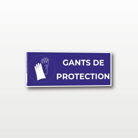 Gants de protection obligatoires – Panneau de Signalisation - Rectangulaire - 20 x 8 cm