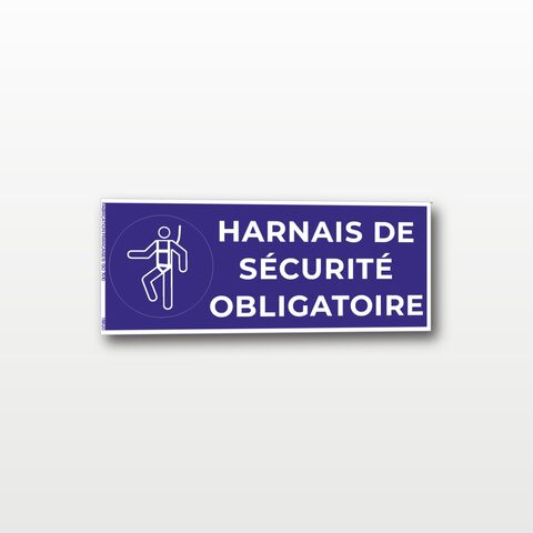Harnais de sécurité obligatoire – Panneau de Signalisation - Rectangulaire - 20 x 8 cm
