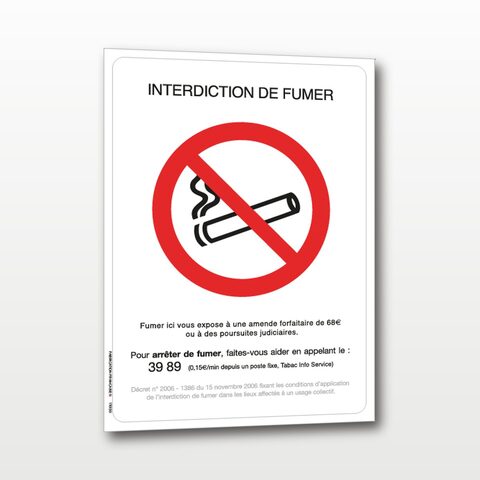 Interdiction de fumer – Panneau de Signalisation - A4