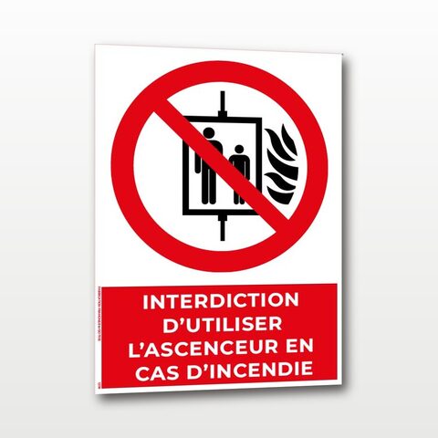 Interdiction d’utiliser l’ascenseur en cas d’incendie – Panneau de Signalisation - A5