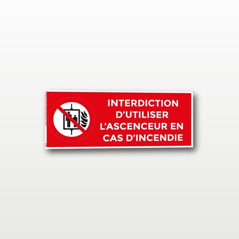 Interdiction d’utiliser l’ascenseur en cas d’incendie – Panneau de Signalisation - rectangulaire - 15 x 6 cm