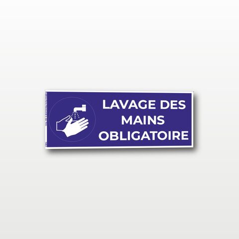 Lavage des mains obligatoire – Panneau de Signalisation - Rectangulaire - 20 x 8 cm