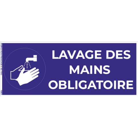 lavage des mains obligatoire – panneau de signalisation rectangulaire 20 x 8 cm