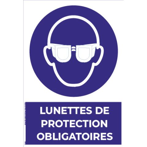 lunettes de protection obligatoires – panneau de signalisation a4