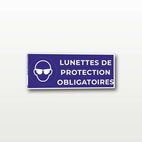 Lunettes de protection obligatoires – Panneau de Signalisation - Rectangulaire - 20 x 8 cm