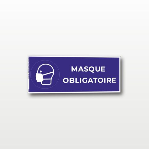 Masque obligatoire – Panneau de Signalisation - Rectangulaire - 20 x 8 cm