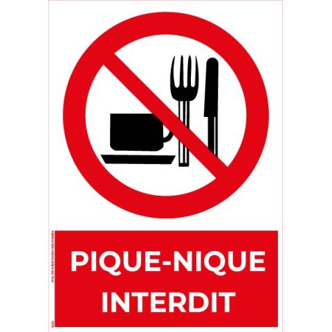 pique nique interdit – panneau de signalisation a4