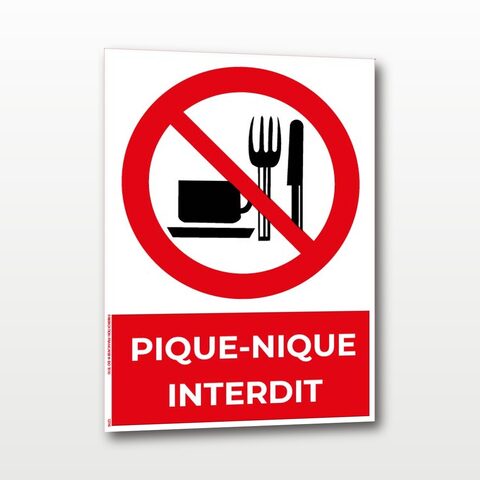 Pique-nique interdit – Panneau de Signalisation - A4