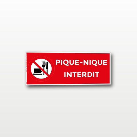 Pique-nique interdit – Panneau de Signalisation - rectangulaire - 15 x 6 cm