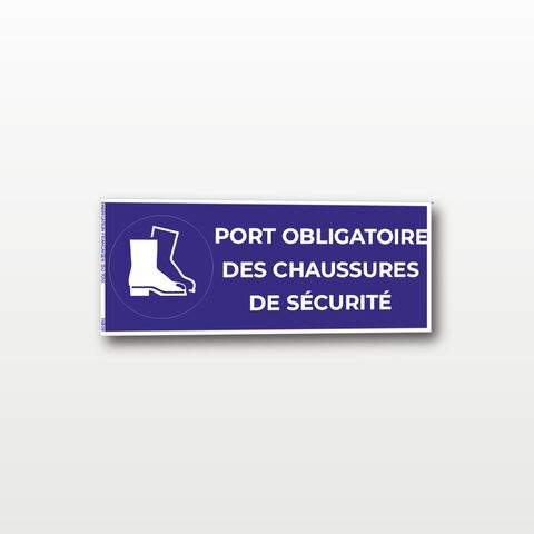 Port obligatoire des chaussures de sécurité – Panneau de Signalisation - Rectangulaire - 15 x 6 cm